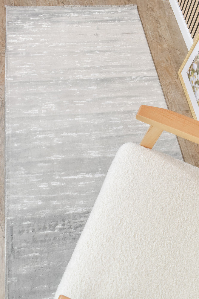 Rocco Snow Grey Runner Rug