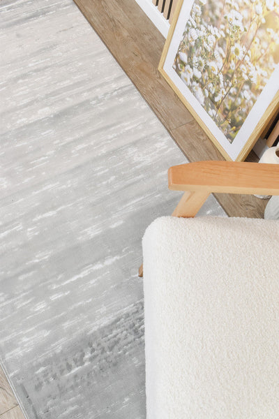 Rocco Snow Grey Runner Rug