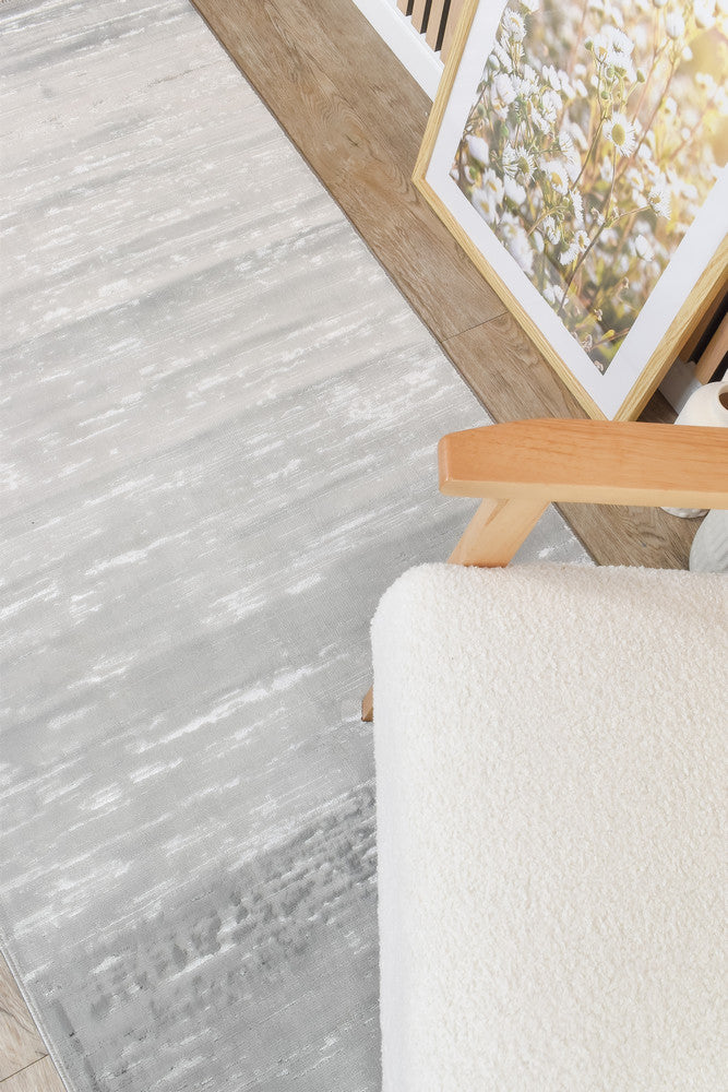 Rocco Snow Grey Runner Rug