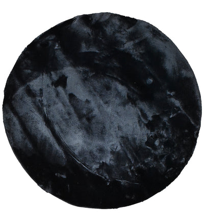 Super Soft Shaggy Black Round Rug