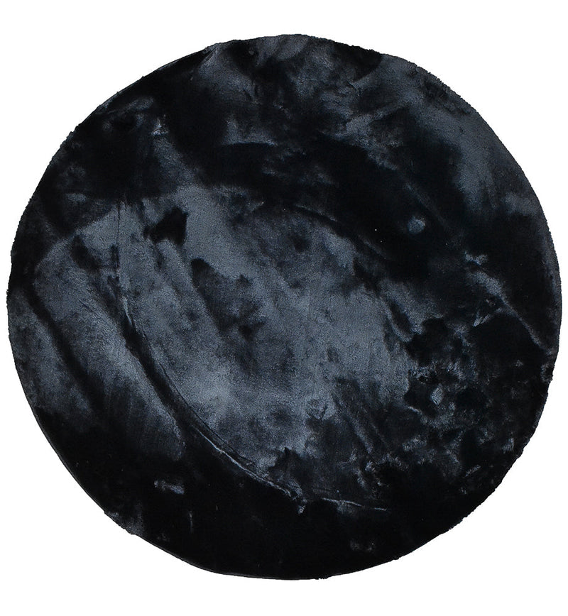 Super Soft Shaggy Black Round Rug