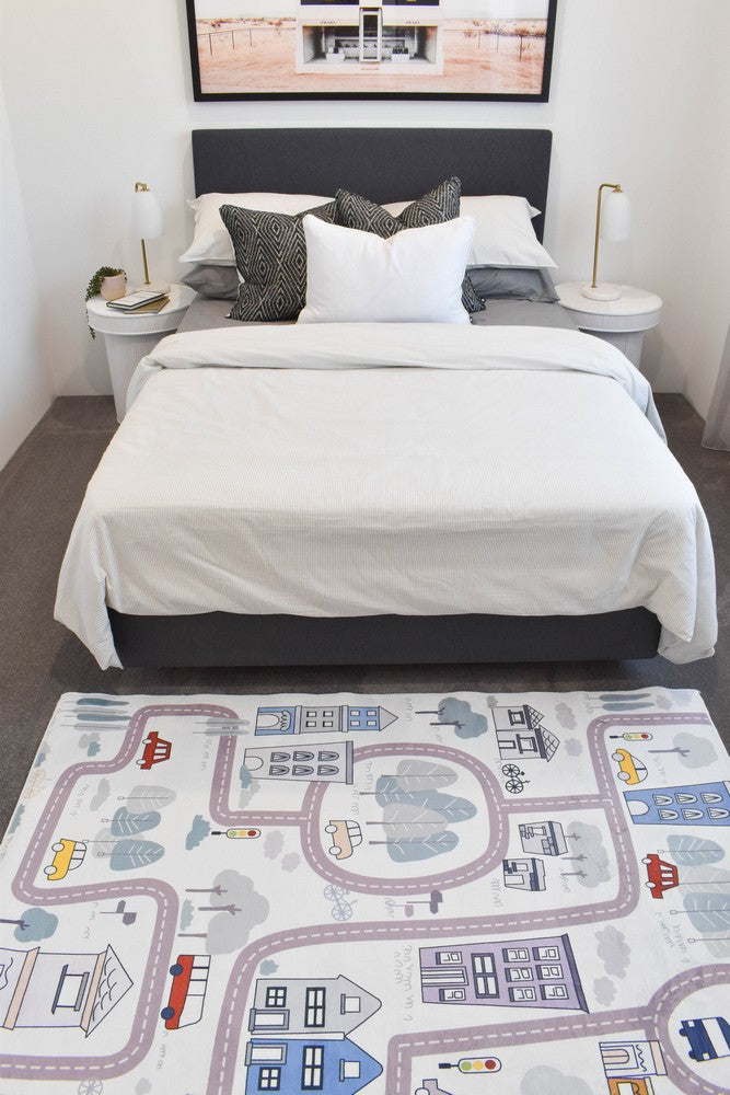Kids Road Map Cream Play Rug