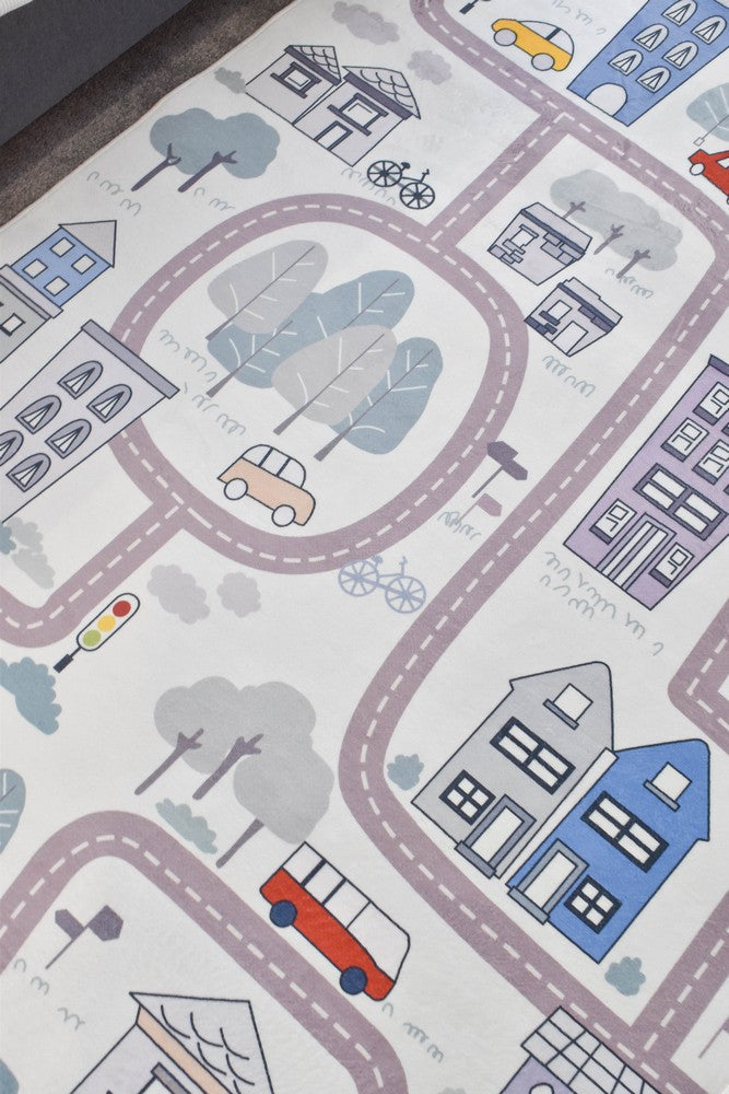 Kids Road Map Cream Play Rug