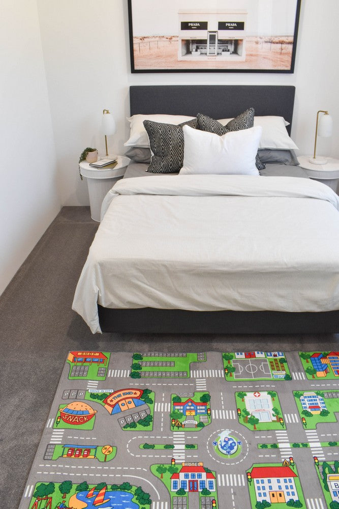 Kids City Road Map Green Play Rug