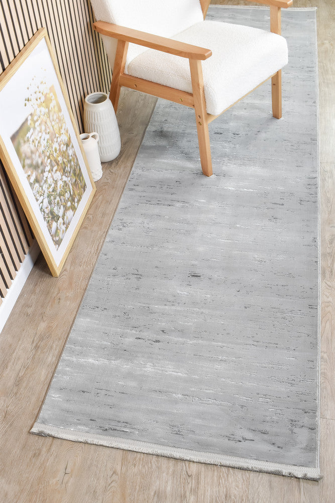 Rocco Snow Grey Runner Rug
