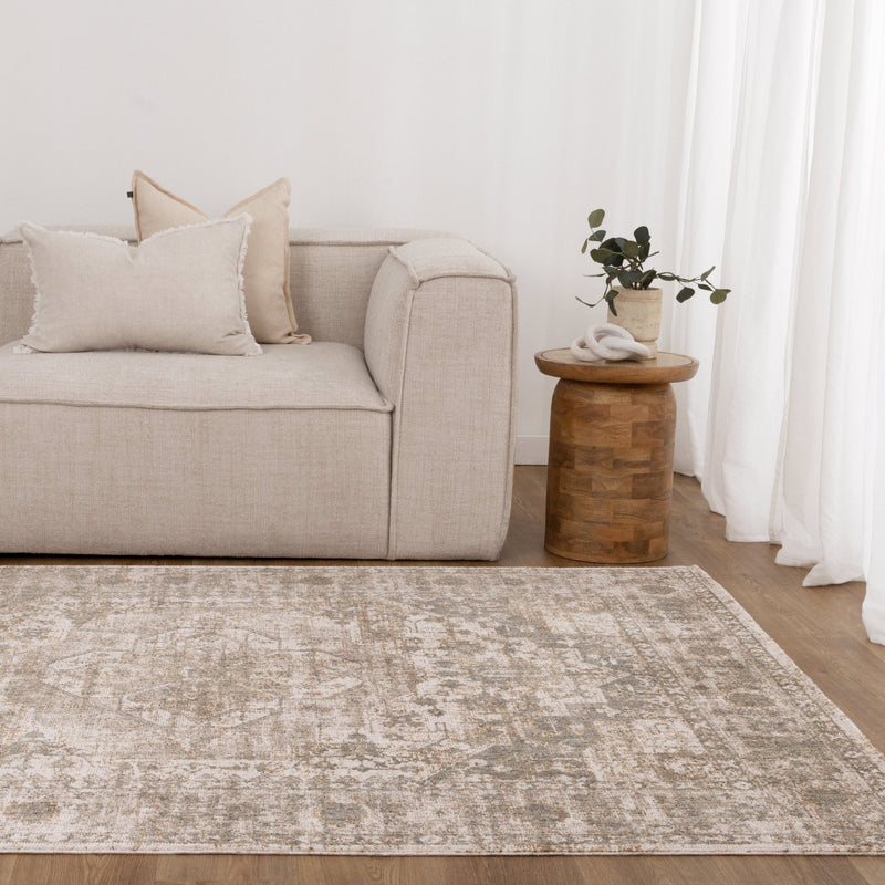 Harper Cream Olive Tribal Vintage Rug 600