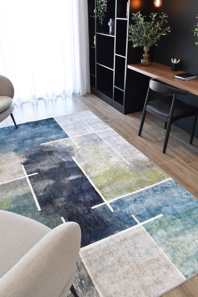 Sari Jade Stone Designer Modern Multi Rug