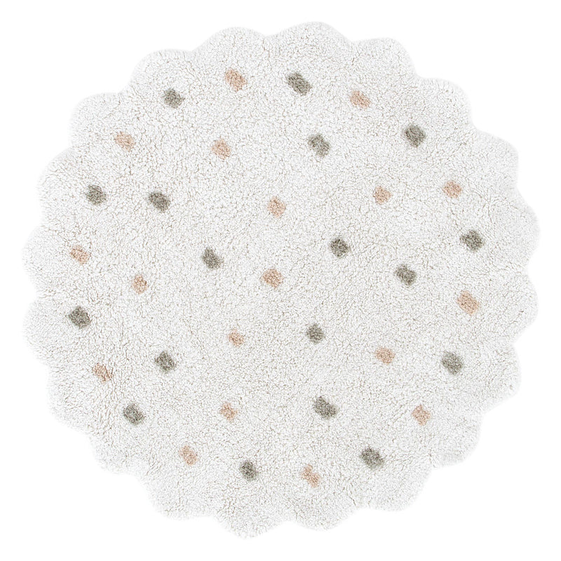 Mellow Scalloped White Multi Organic Cotton Round Rug
