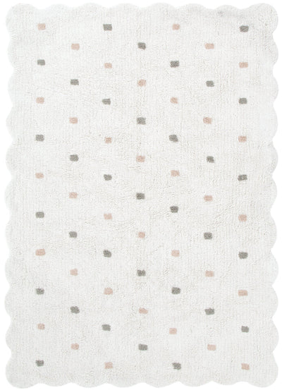 Mellow Scalloped White Multi Organic Cotton Rug