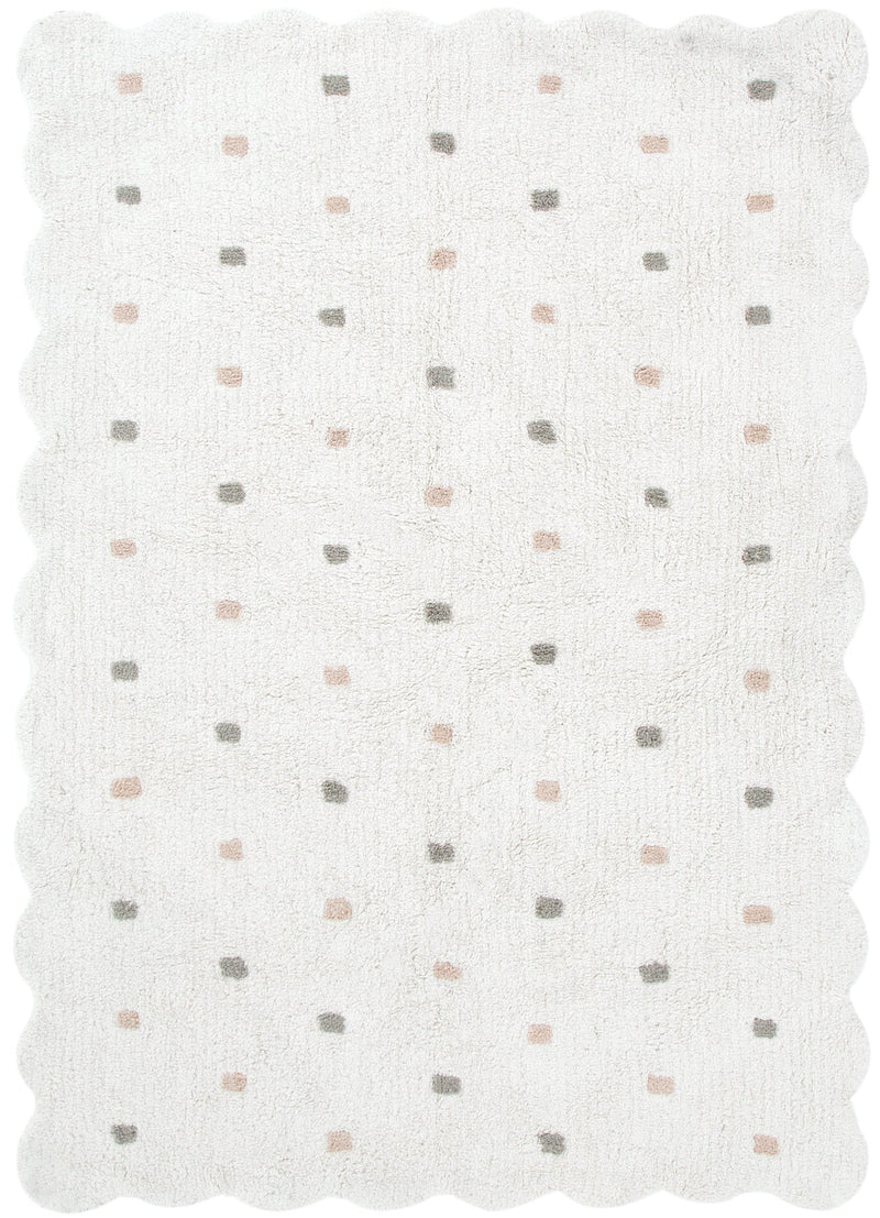 Mellow Scalloped White Multi Organic Cotton Rug