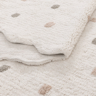 Mellow Scalloped White Multi Organic Cotton Round Rug