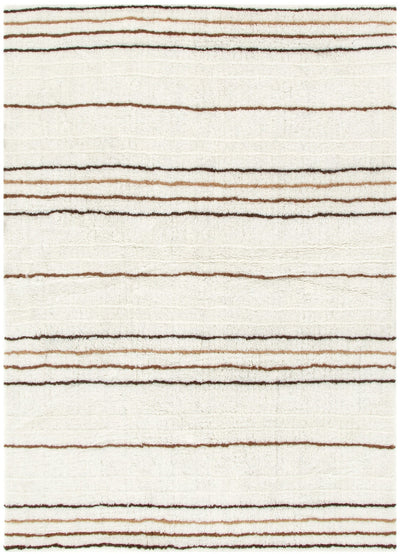 Joy Beige Stripe Washable Soft Wool Rug