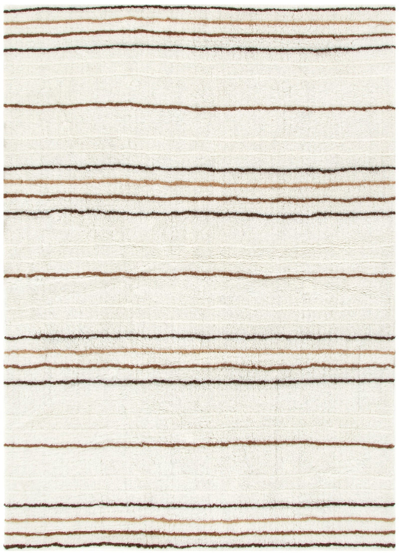 Joy Beige Stripe Washable Soft Wool Rug