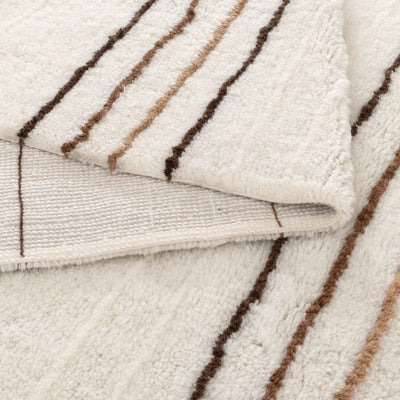 Joy Beige Stripe Washable Soft Wool Rug