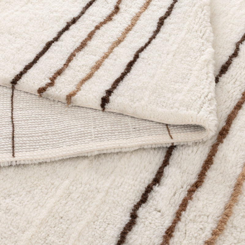 Joy Beige Stripe Washable Soft Wool Rug