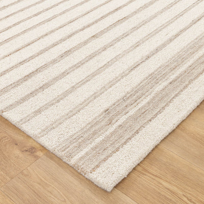 Montrose Coastal Stripes Ivory Beige Wool Rug