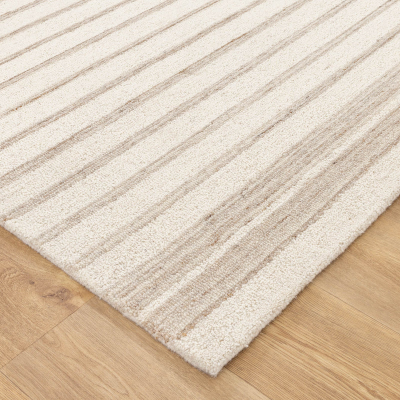 Montrose Coastal Stripes Ivory Beige Wool Rug