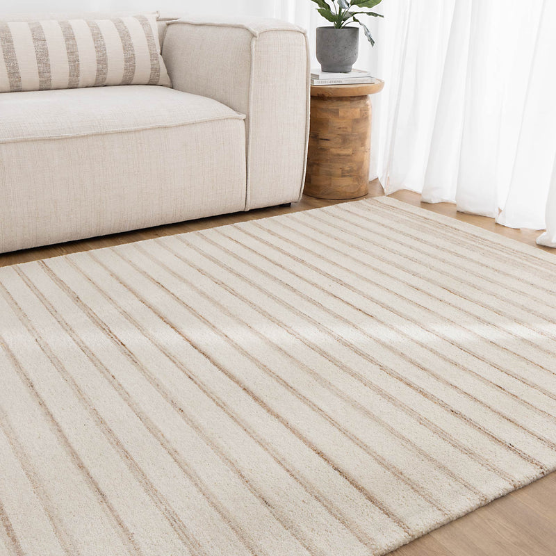 Montrose Coastal Stripes Ivory Beige Wool Rug