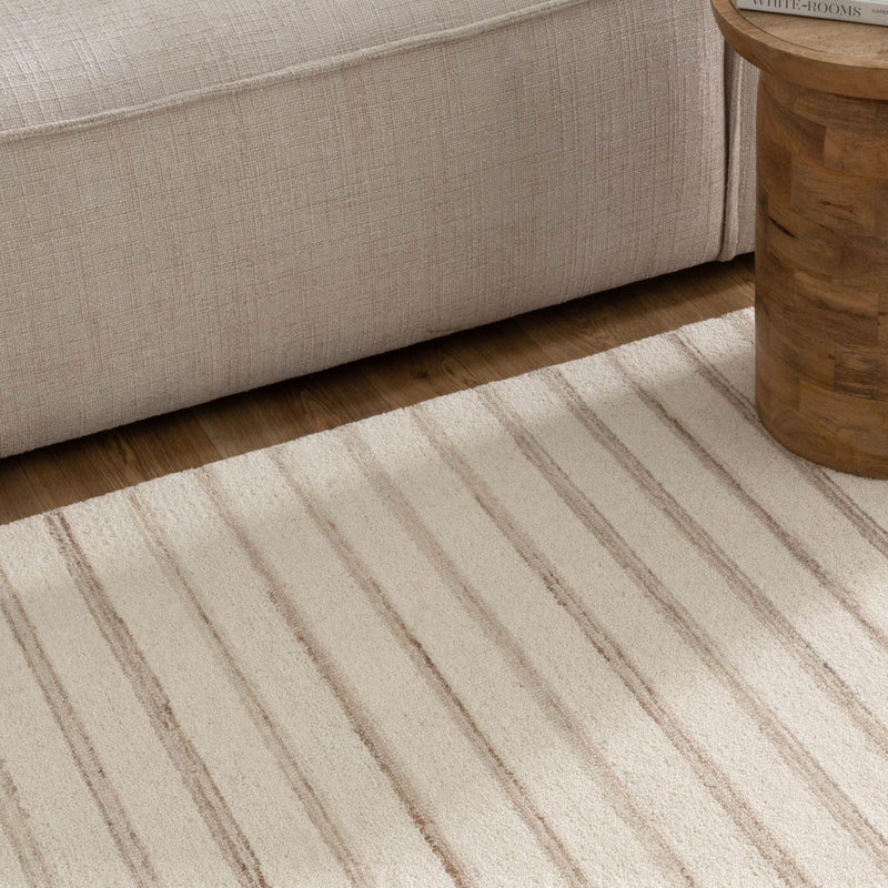 Montrose Coastal Stripes Ivory Beige Wool Rug
