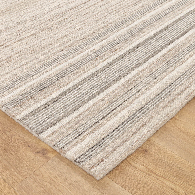 Montrose Coastal Stripe Beige Grey Wool Rug