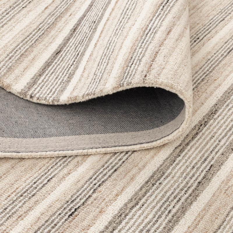 Montrose Coastal Stripe Beige Grey Wool Rug