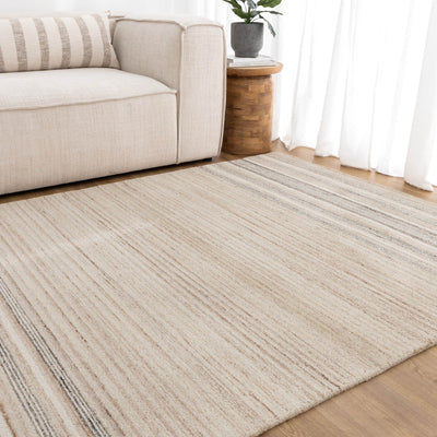 Montrose Coastal Stripe Beige Grey Wool Rug