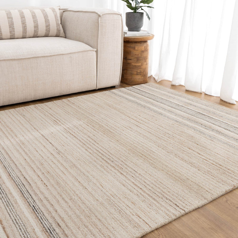 Montrose Coastal Stripe Beige Grey Wool Rug