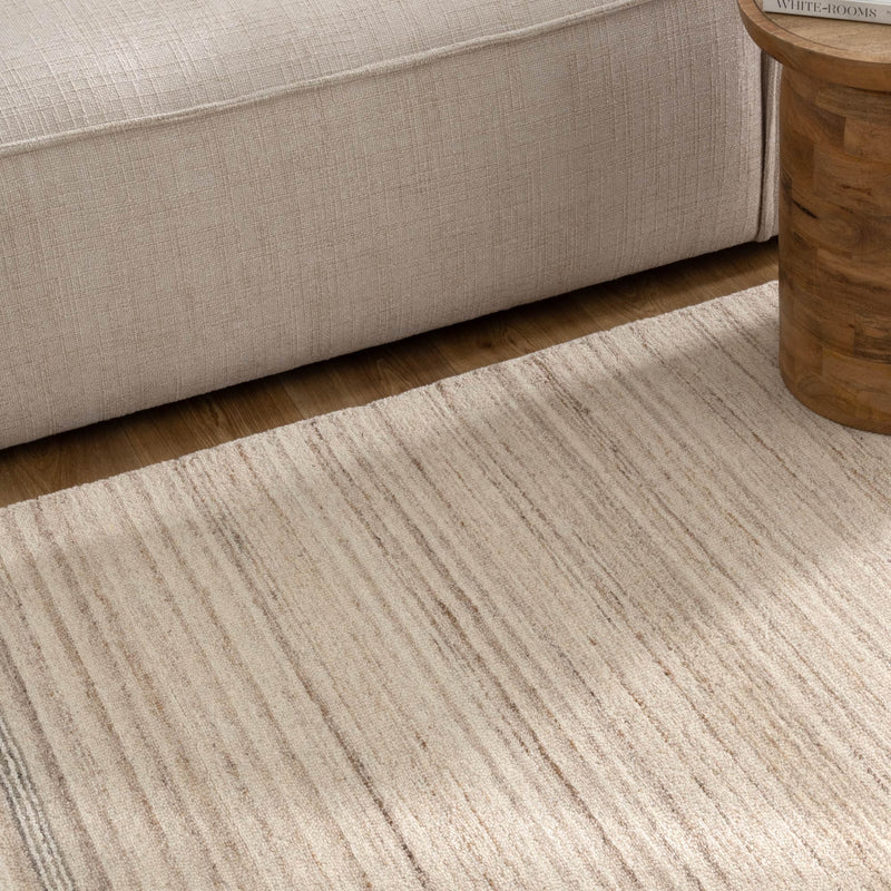 Montrose Coastal Stripe Beige Grey Wool Rug