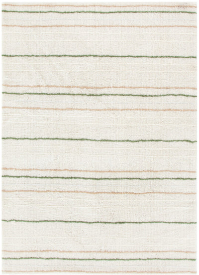 Joy Olive Stripe Washable Soft Wool Rug