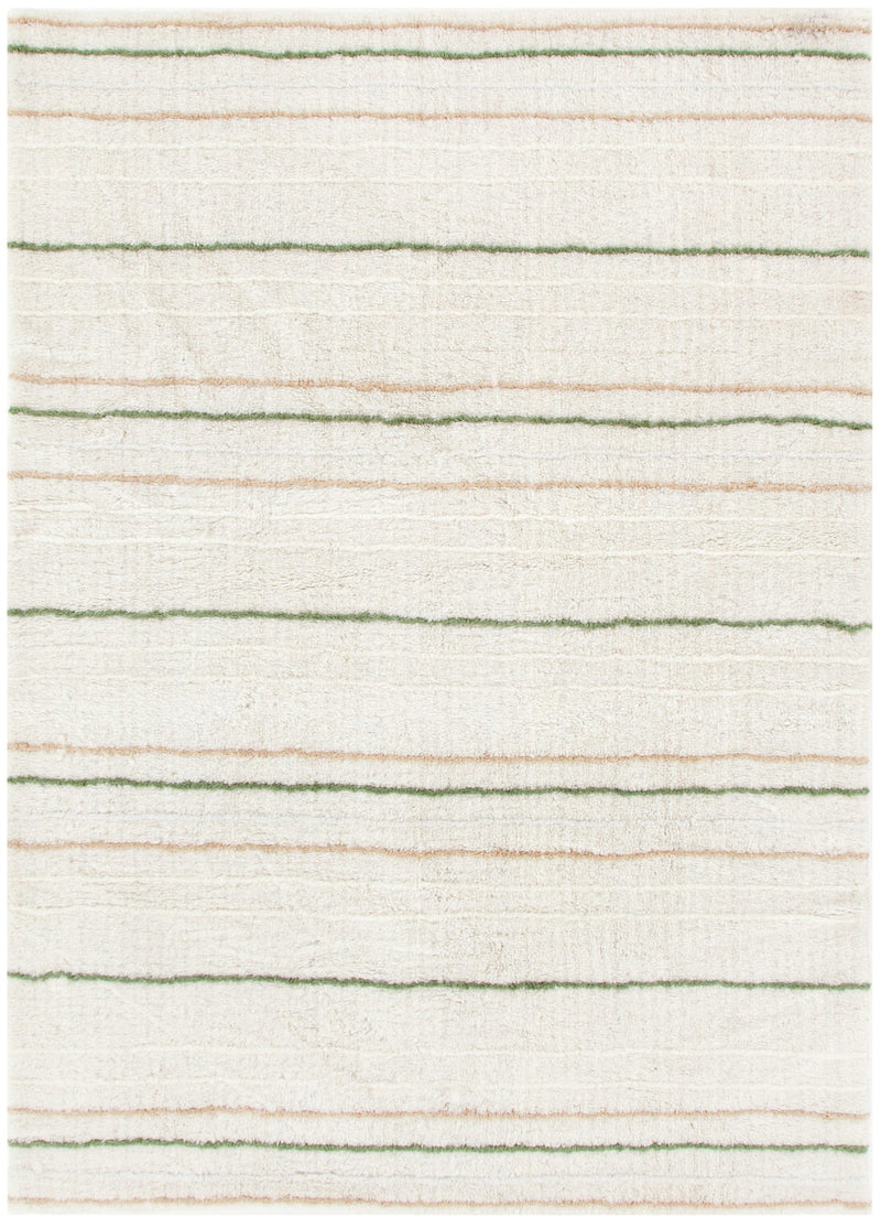 Joy Olive Stripe Washable Soft Wool Rug