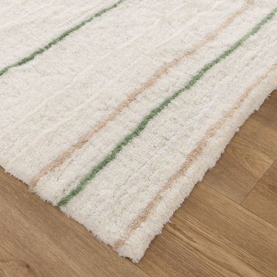 Joy Olive Stripe Washable Soft Wool Rug