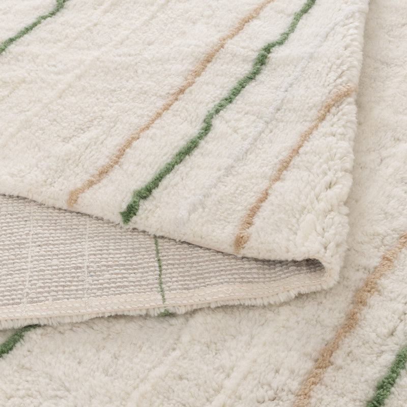 Joy Olive Stripe Washable Soft Wool Rug