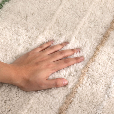 Joy Olive Stripe Washable Soft Wool Rug