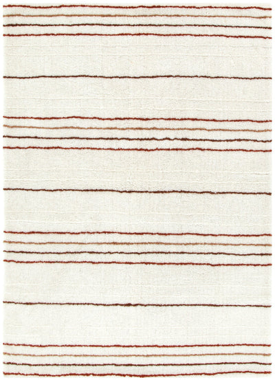 Joy Terracotta Stripe Washable Soft Wool Rug