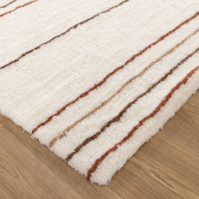 Joy Terracotta Stripe Washable Soft Wool Rug