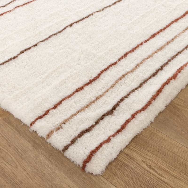 Joy Terracotta Stripe Washable Soft Wool Rug