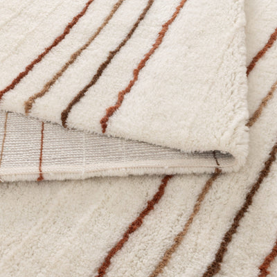 Joy Terracotta Stripe Washable Soft Wool Rug