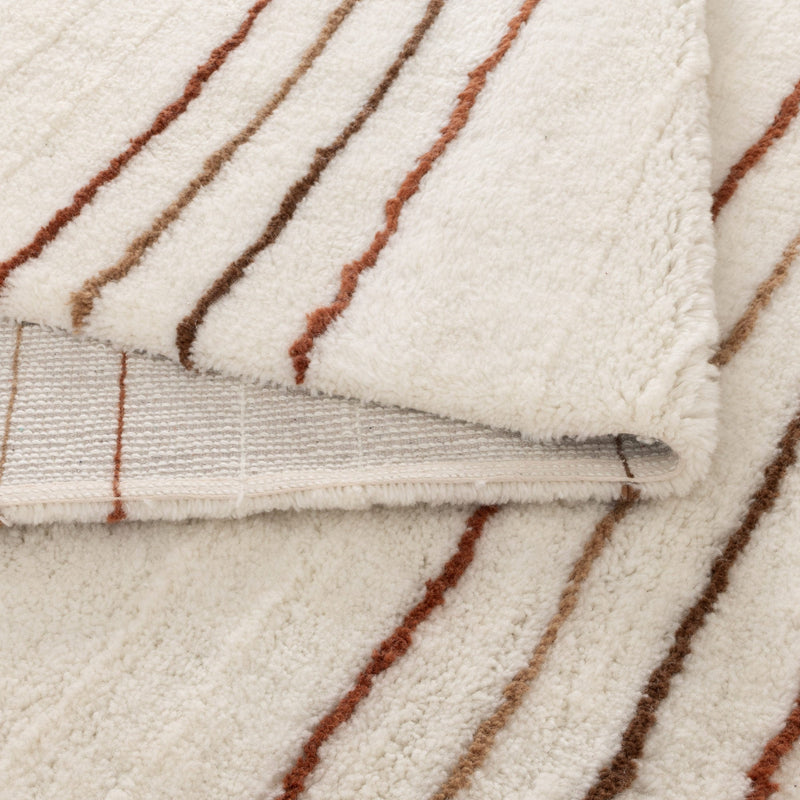 Joy Terracotta Stripe Washable Soft Wool Rug