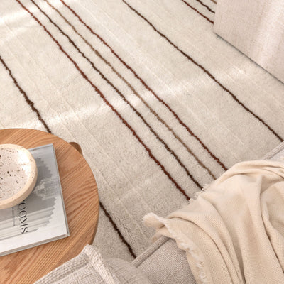 Joy Terracotta Stripe Washable Soft Wool Rug
