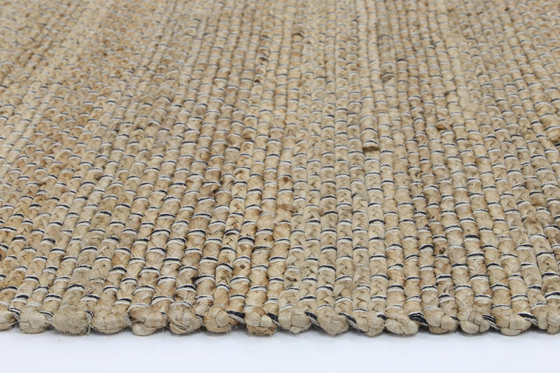 Taj Natural Basket Weave Black Jute Rug