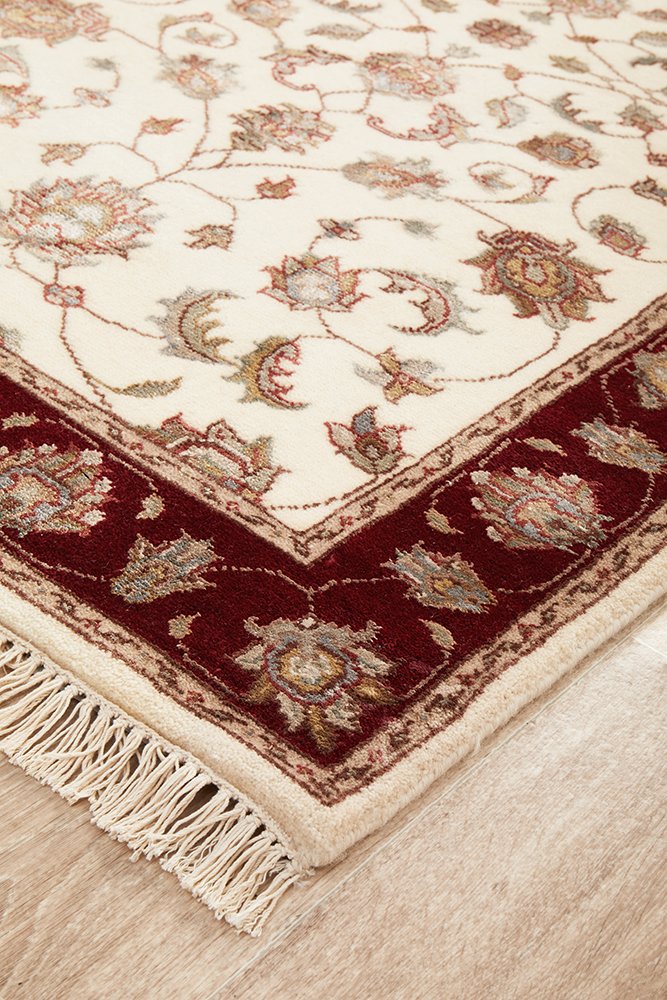 Tabriz Handmade Indo Garden Wool With Silk Red Runner Rug 300X80CM, Rugs Online Rugs Sydney Australia, www.rugsonlinerugs.com.au