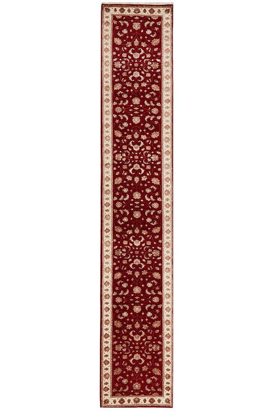 Tabriz Handmade Indo Garden Wool With Silk Red Runner Rug 492X85CM, Rugs Online Rugs Sydney Australia, www.rugsonlinerugs.com.au