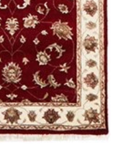 Tabriz Indian Handmade Wool With Silk Red Ivory Runner Rug 394X86CM, Rugs Online Rugs Sydney Australia, www.rugsonlinerugs.com.au