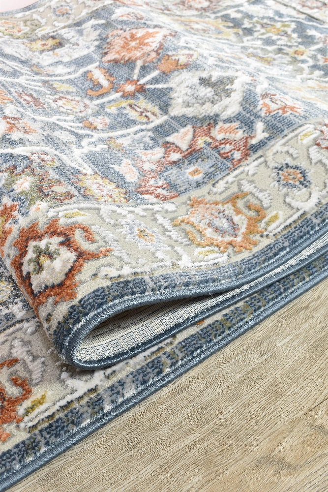 Dakota Navy Floral Runner Rug