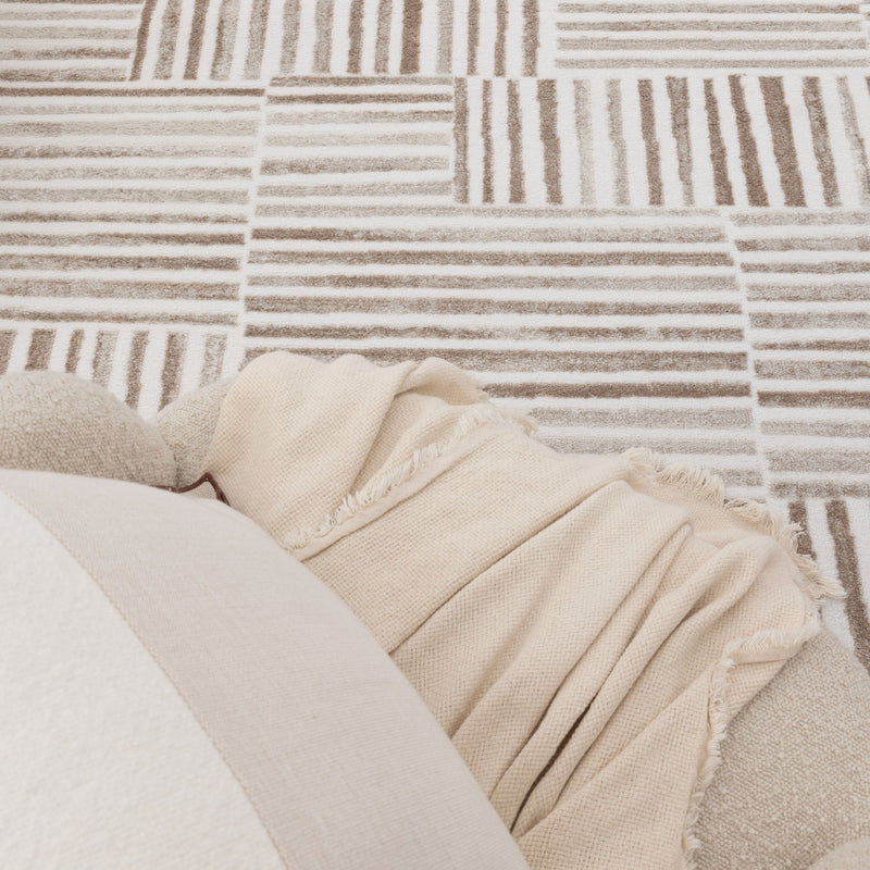 Nirvana Geo Lines Brown Modern Rug