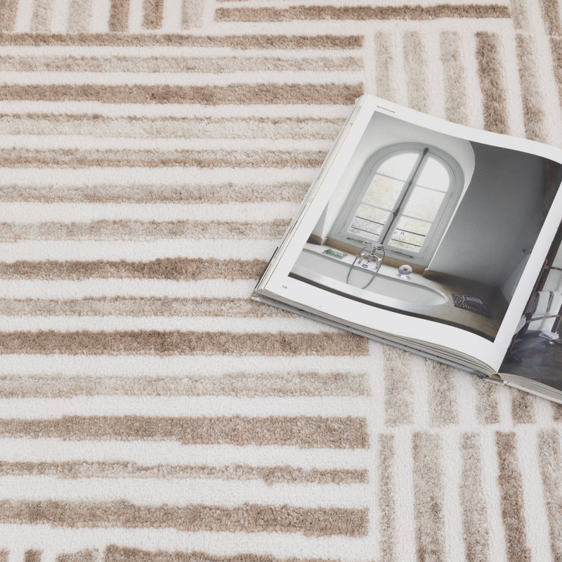 Nirvana Geo Lines Brown Modern Rug