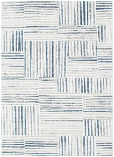 Nirvana Geo Lines Blue Modern Rug