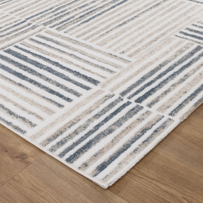 Nirvana Geo Lines Blue Modern Rug