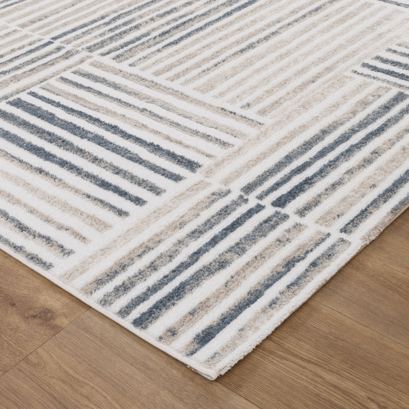Nirvana Geo Lines Blue Modern Rug