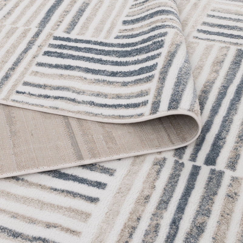 Nirvana Geo Lines Blue Modern Rug